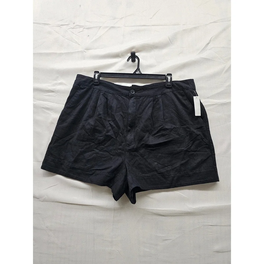 Joie Womens Pleated Shorts Black Linen Blend Casual Size XXL